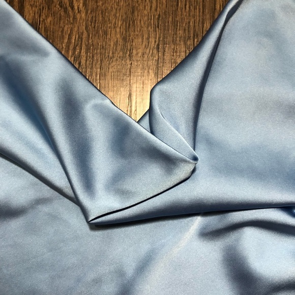 Baby Blue Satin Ruched Top - Picture 6 of 17